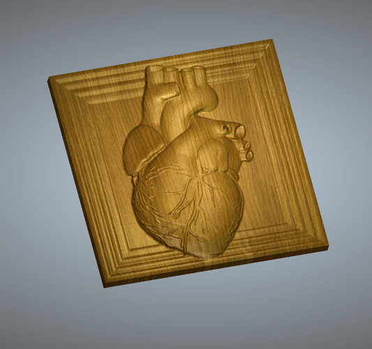 Realistic Framed Heart 3D / Relief File